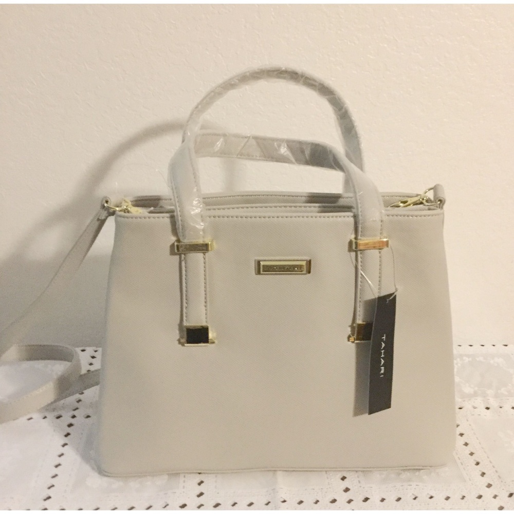 Tahari Metropolis Dove (grey) Gusset Satchel - Picture 4 of 6